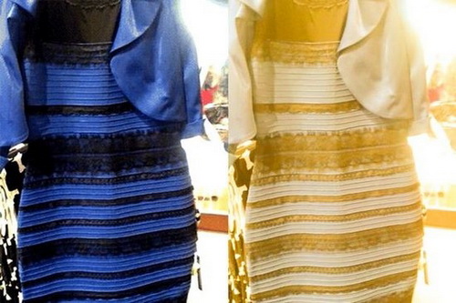 一,蓝黑白金裙   还记得今年2月社交媒体上的裙子颜色之争吗?